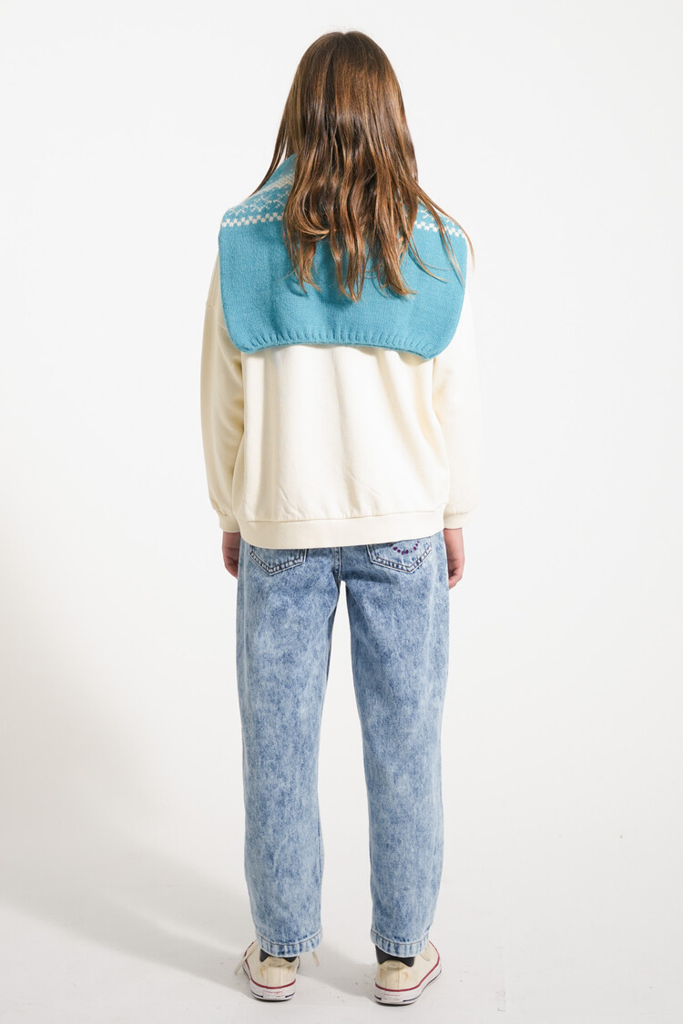 Piupiuchick Mom fit trousers | Washed blue denim