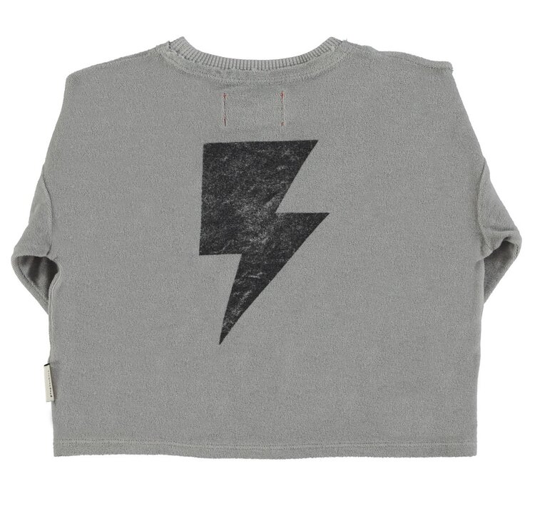 Piupiuchick Terry cotton long sleeve t'shirt | Gray w/ "rock & roll" print