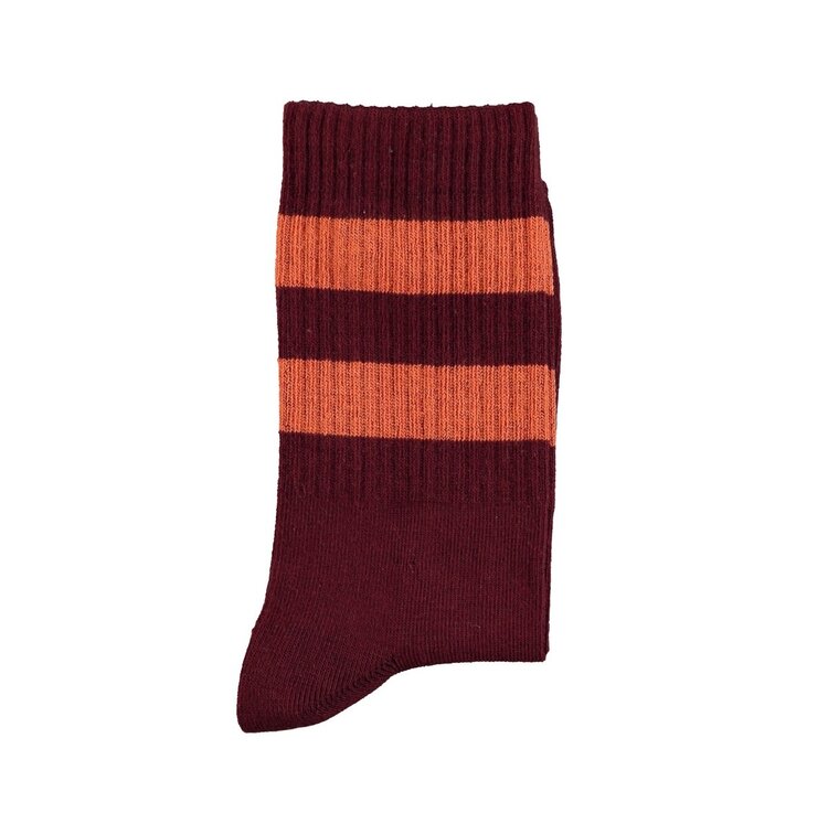 Piupiuchick Socks | Bordeaux w/ orange stripes