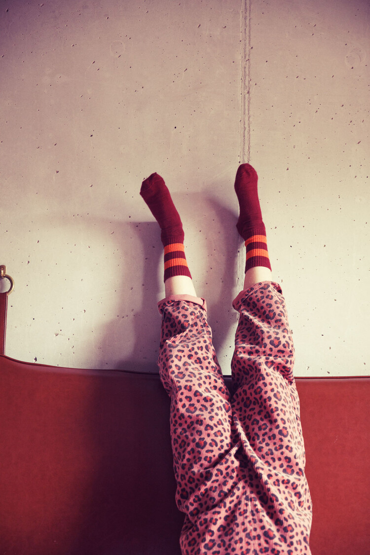 Piupiuchick Socks | Bordeaux w/ orange stripes