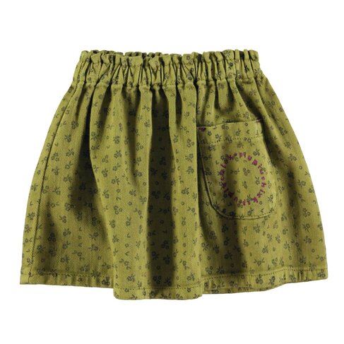 Piupiuchick Short skirt | Khaki w/ black flowers