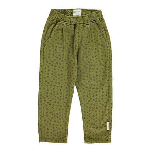 Piupiuchick Unisex trousers | Khaki w/ black flowers