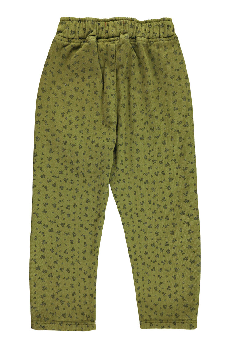 Piupiuchick Unisex trousers | Khaki w/ black flowers