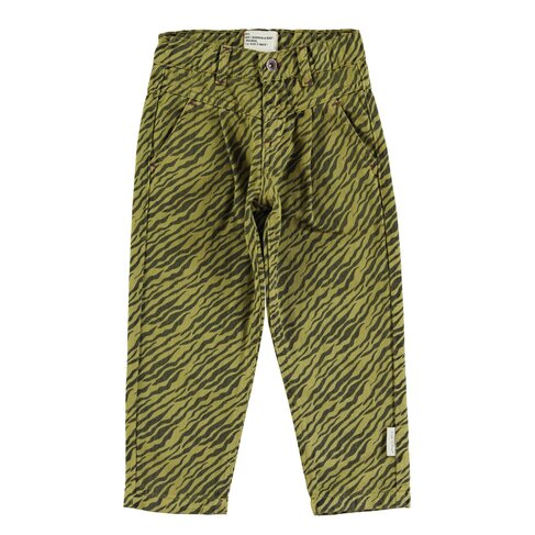 Piupiuchick Mom fit trousers | Olive green w/ zebra print