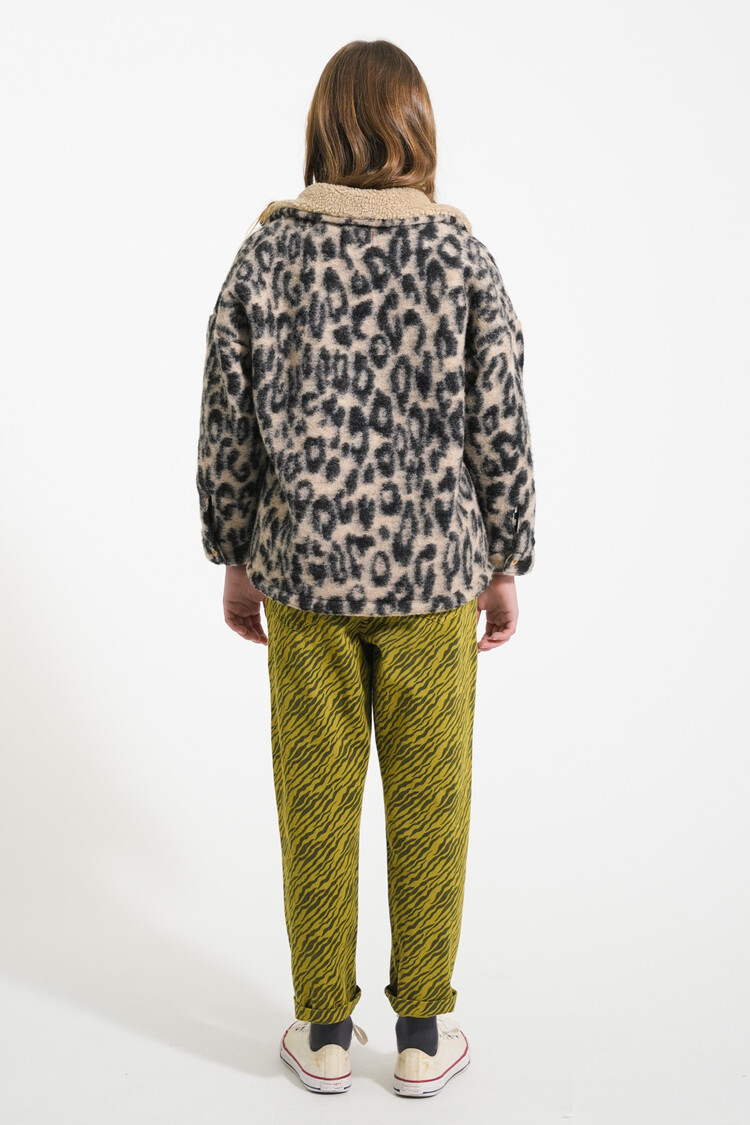 Piupiuchick Mom fit trousers | Olive green w/ zebra print