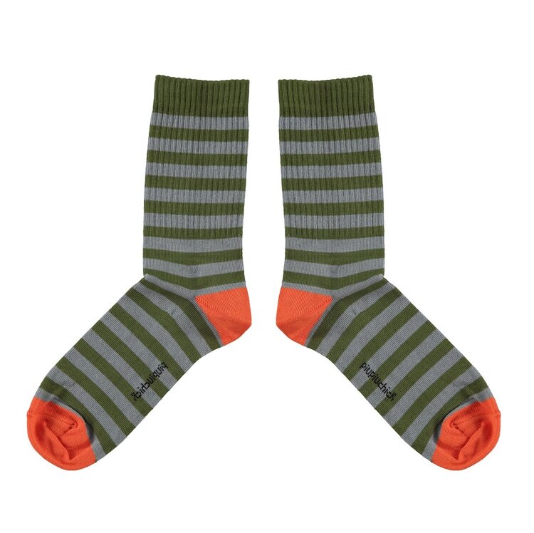 Piupiuchick Short socks | Green & blue stripes