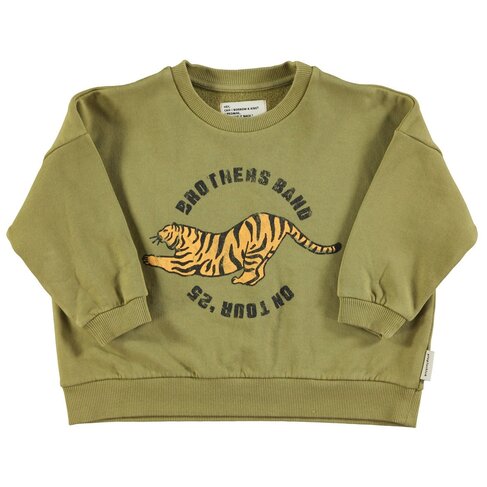 Piupiuchick Sweatshirt | Olive green w/ tiger print