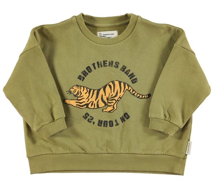 Piupiuchick Sweatshirt | Olive green w/ tiger print