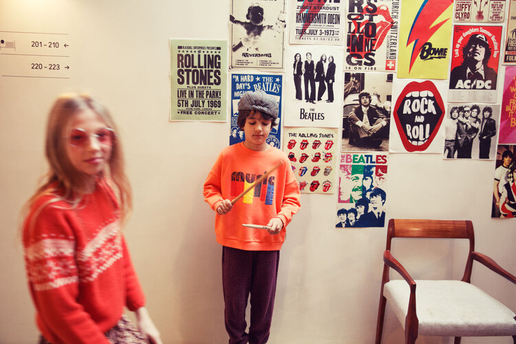 Piupiuchick Sweatshirt | Orange w/ "music" print