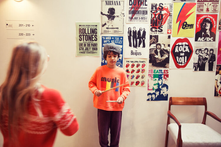 Piupiuchick Sweatshirt | Orange w/ "music" print