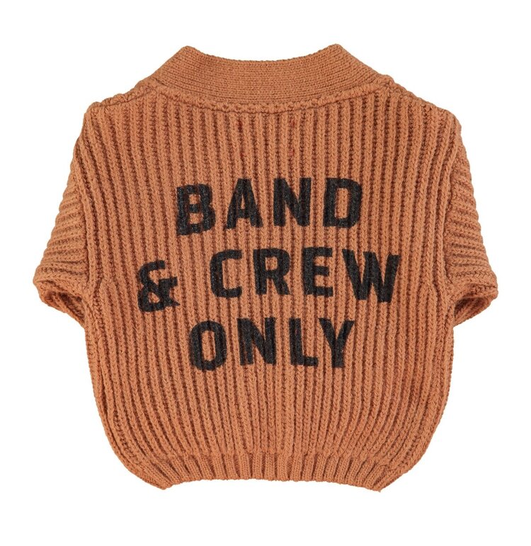 Piupiuchick Knitted cardigan | Brown w/ "band & crew only" print