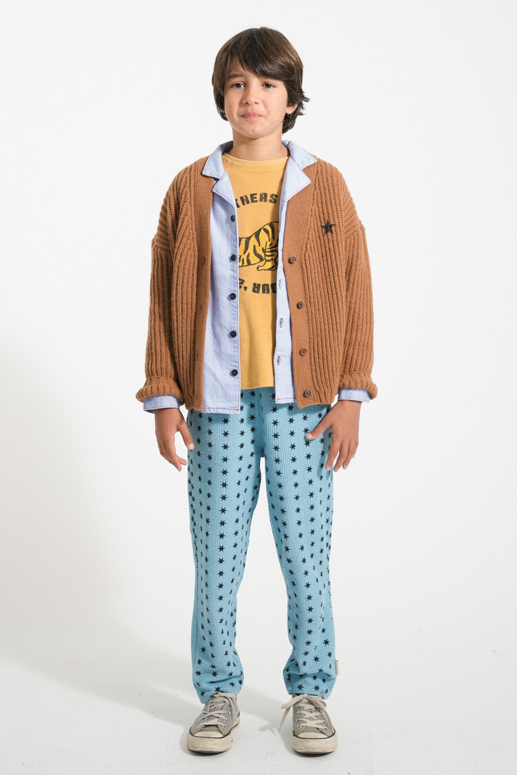 Piupiuchick Knitted cardigan | Brown w/ "band & crew only" print