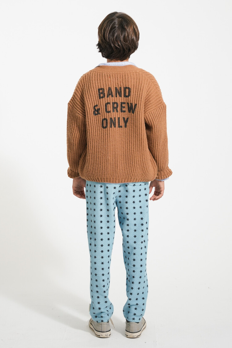 Piupiuchick Knitted cardigan | Brown w/ "band & crew only" print