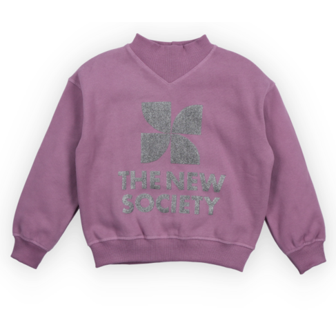 The New Society TNS Logo Rib Collar Sweatshirt Grape Bliss