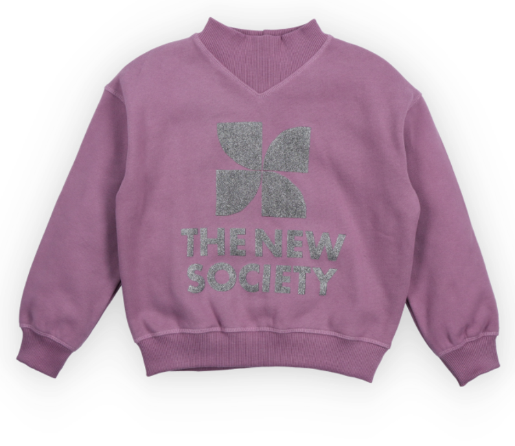 The New Society TNS Logo Rib Collar Sweatshirt Grape Bliss