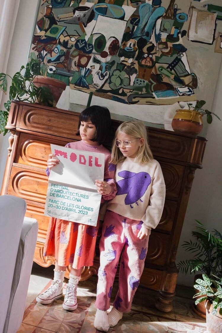 Lotiekids Teddy Sweatshirt Flowing Bird - Cream