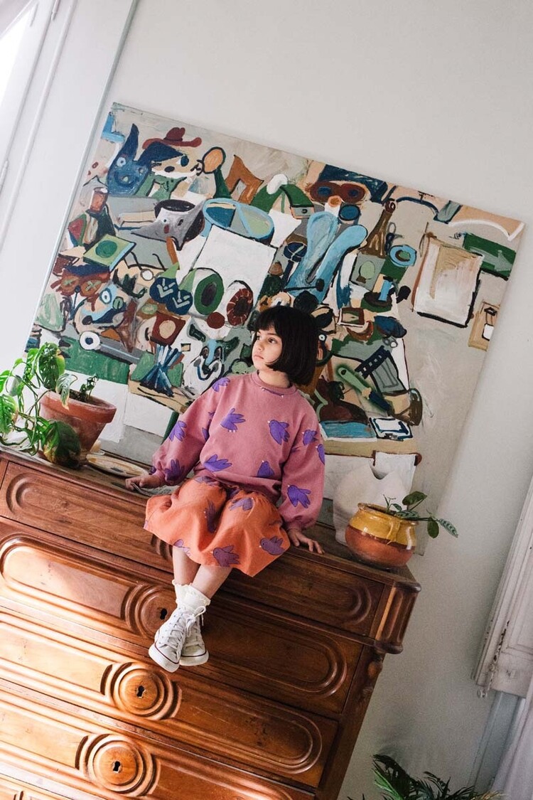 Lotiekids Sweatshirt Flowing Birds - Rose