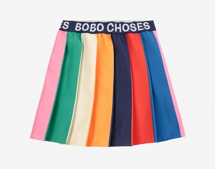 Bobo Choses Bobo Color block pleated skirt