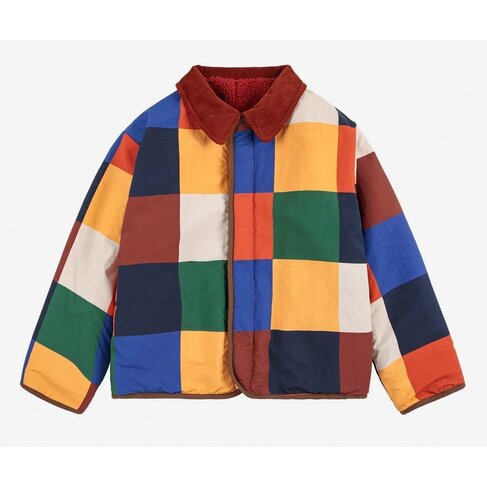 Bobo Choses Multicolor Tiles reversible sheepskin jacket