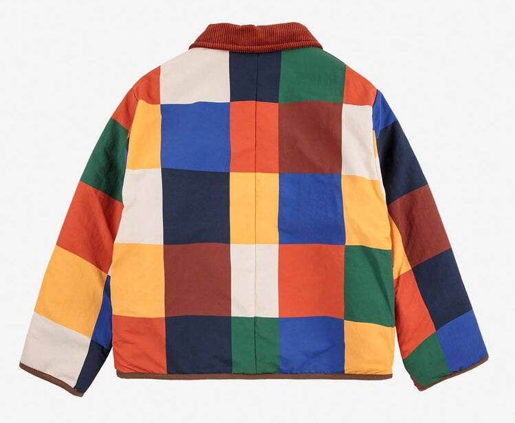Bobo Choses Multicolor Tiles reversible sheepskin jacket
