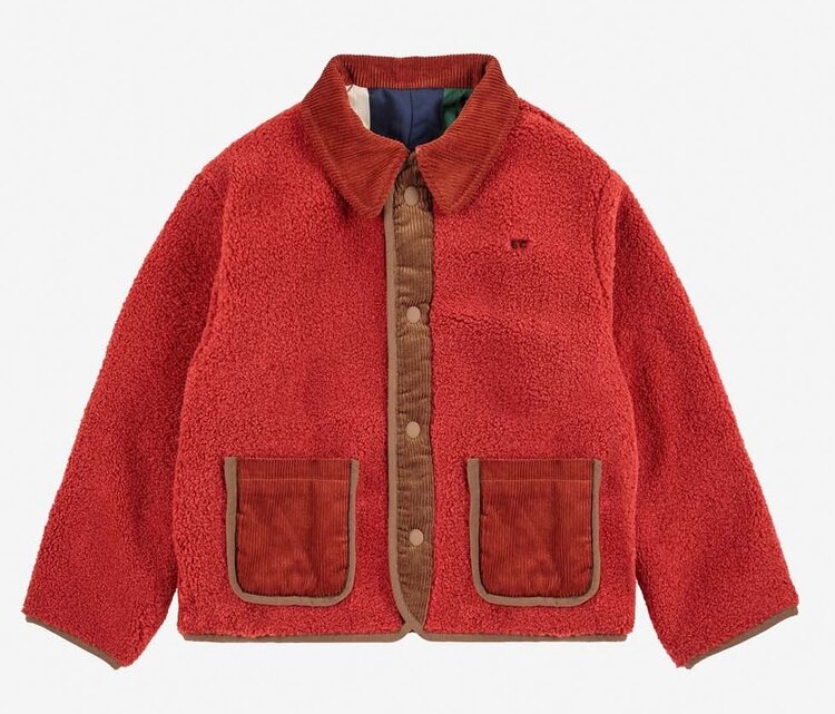 Bobo Choses Multicolor Tiles reversible sheepskin jacket