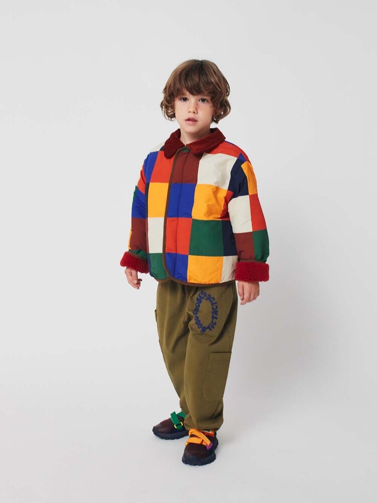 Bobo Choses Multicolor Tiles reversible sheepskin jacket