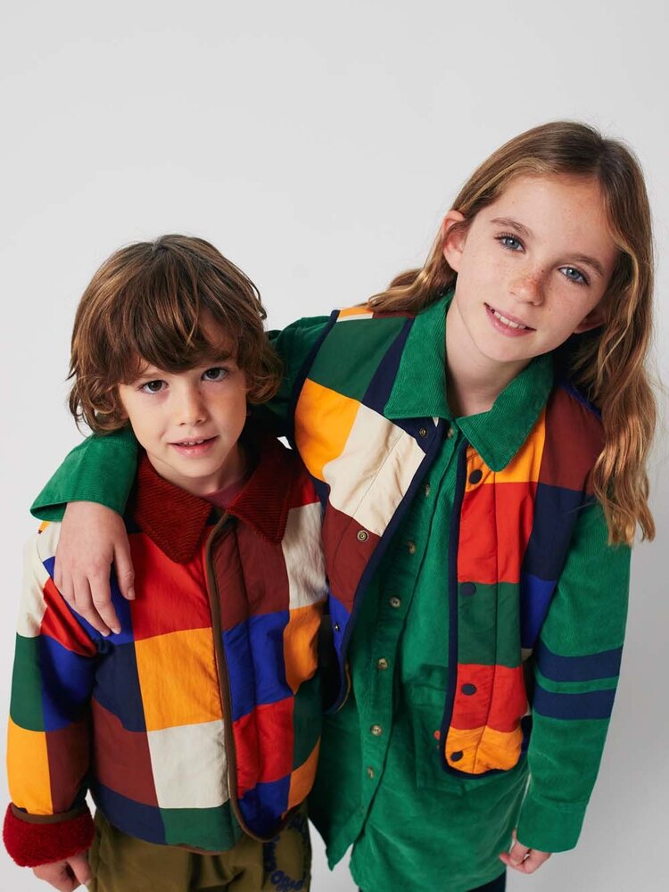 Bobo Choses Multicolor Tiles reversible sheepskin jacket