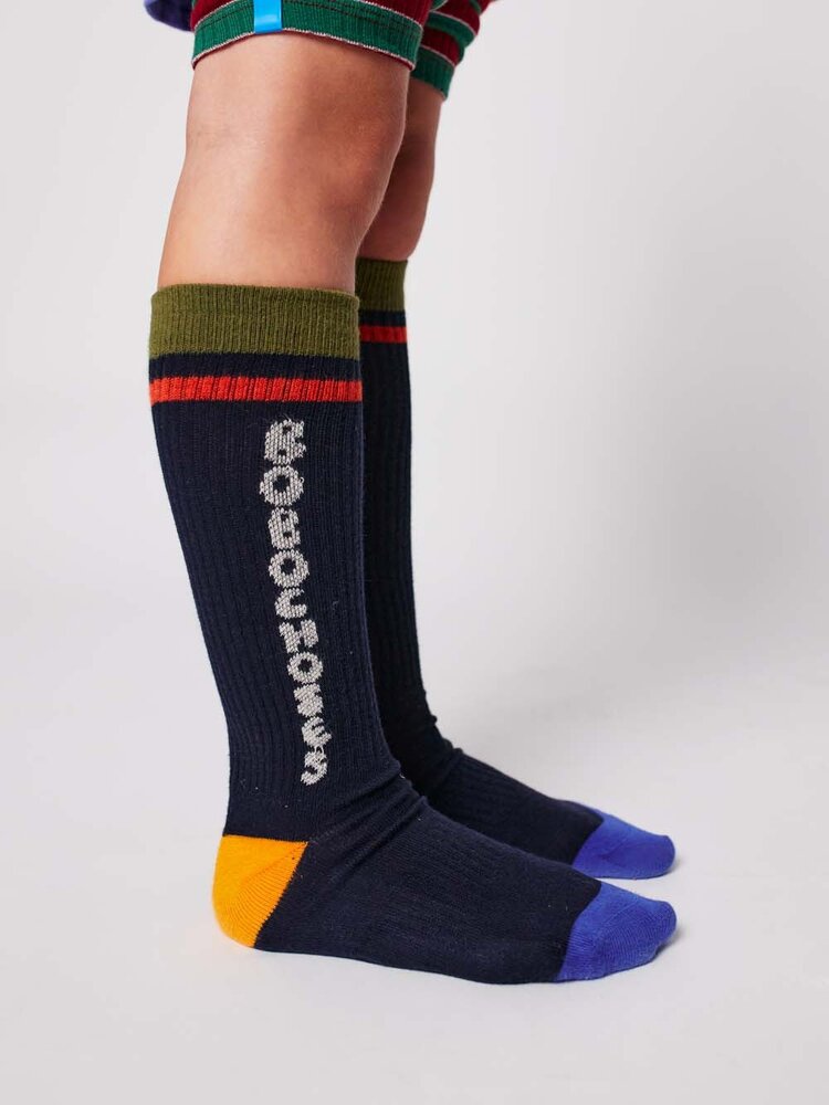 Bobo Choses Tic Tac Toe navy extra long socks