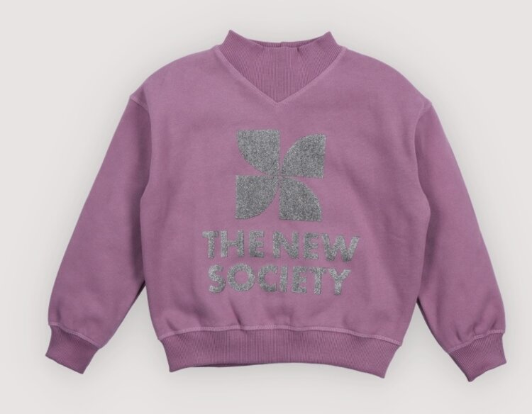 The New Society TNS Logo Rib Collar Sweatshirt Grape Bliss