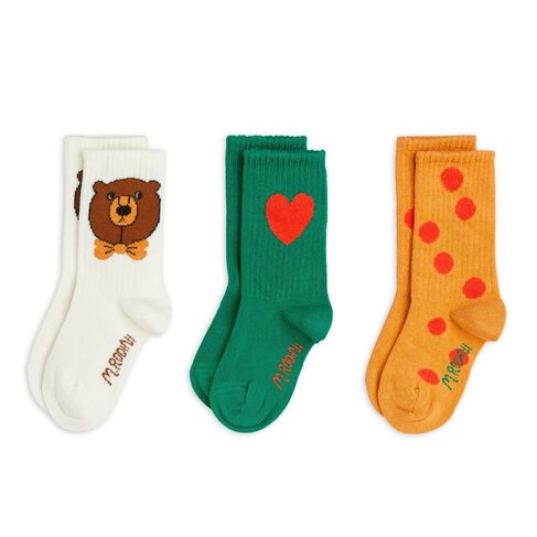 Mini Rodini Bear 3-pck socks - Multi