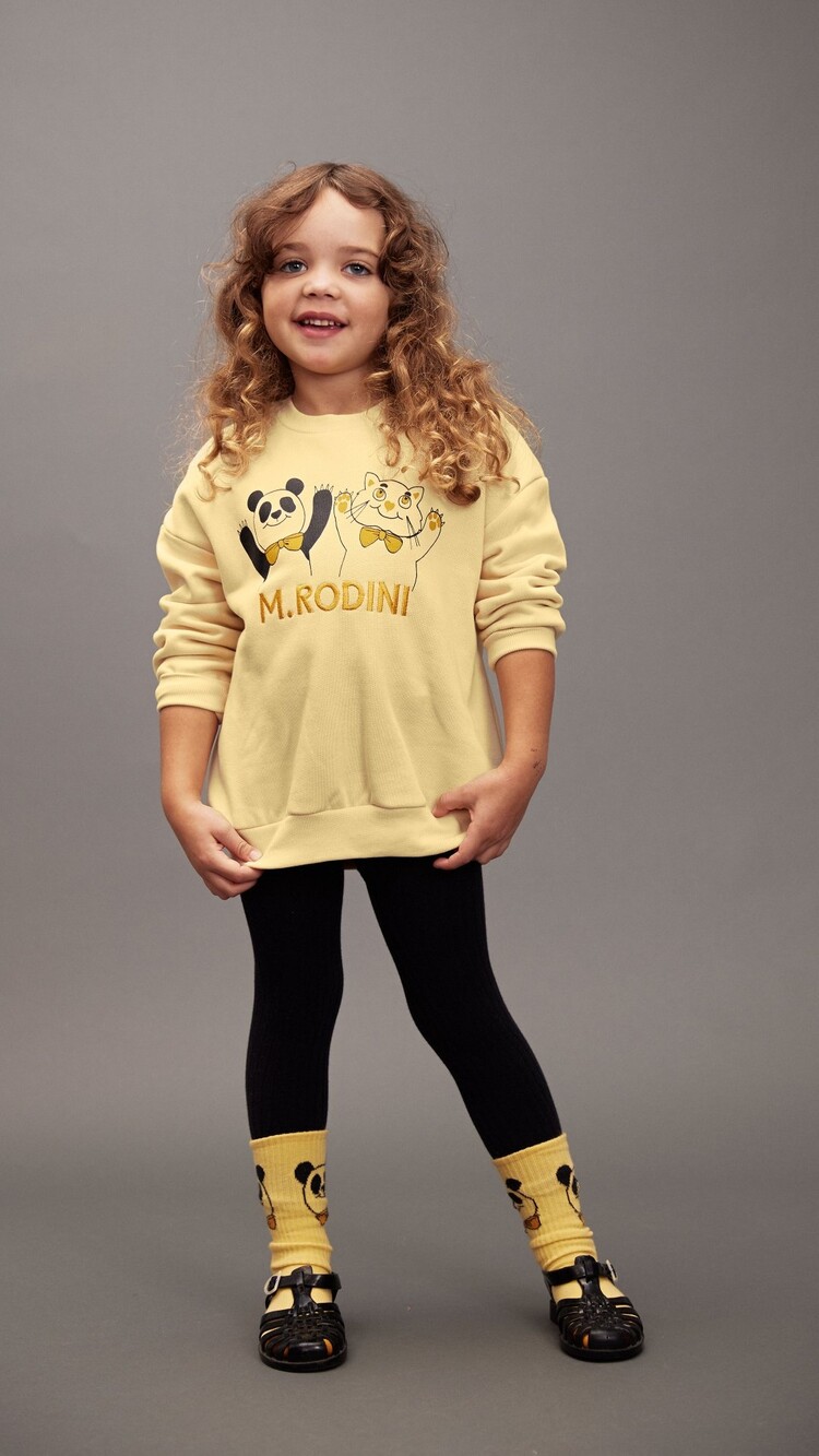 Mini Rodini Panda & Cat sp sweatshirt - Yellow