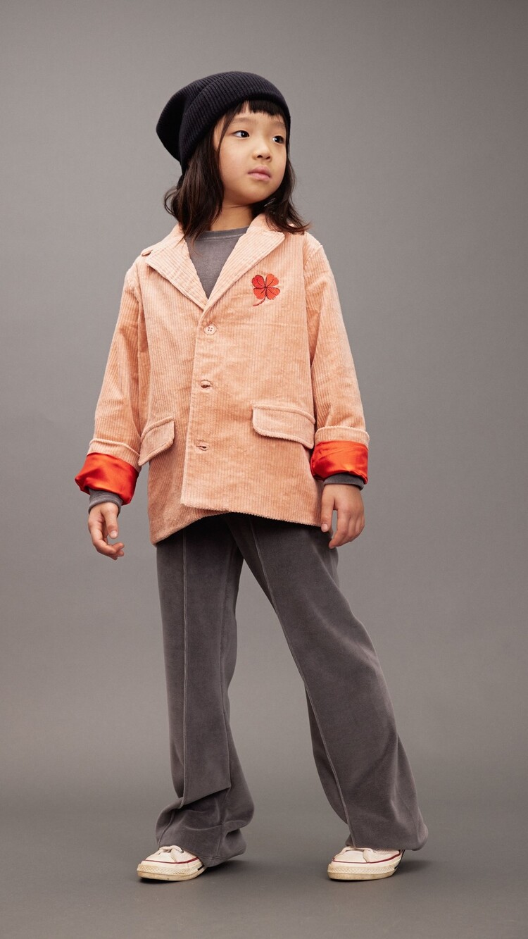 Mini Rodini Clover emb velour flared trousers