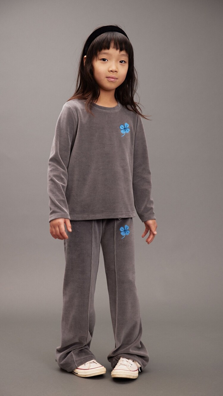 Mini Rodini Clover emb velour flared trousers