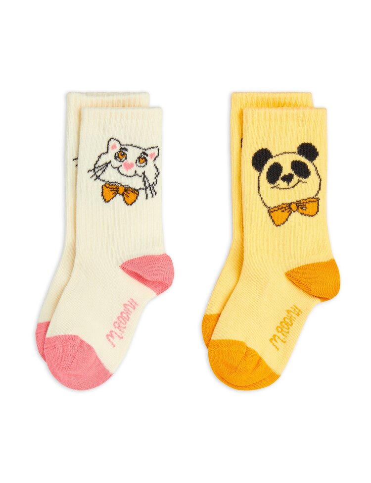 Mini Rodini Cat & Panda 2-pack socks - Multi