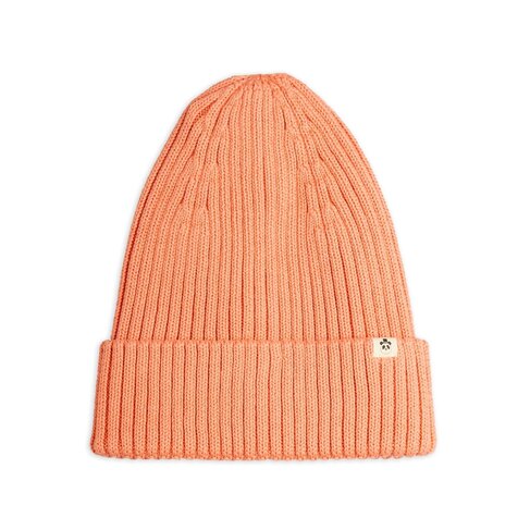 Mini Rodini Knitted rib fold up hat - Pink