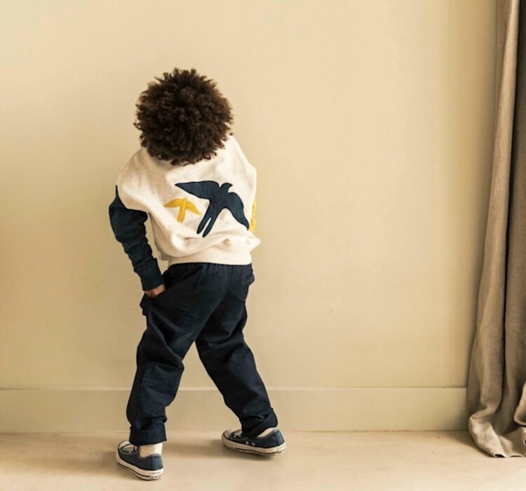 Jenest Lucky Bird Sweater - Ecru Melange/Gold Blue