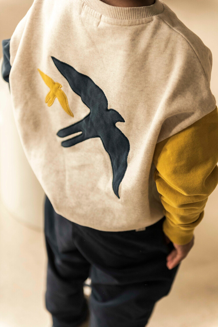 Jenest Lucky Bird Sweater - Ecru Melange/Gold Blue