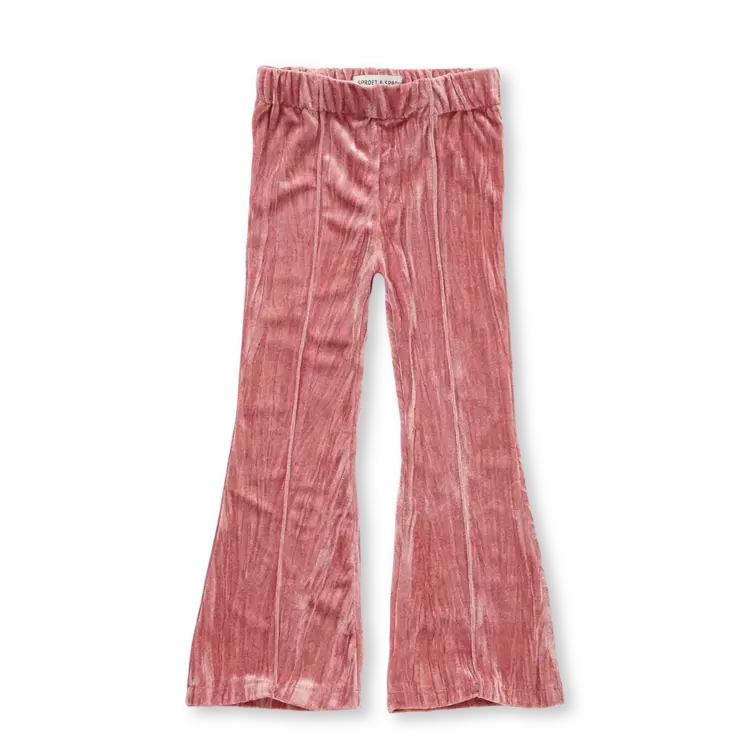Sproet & Sprout Velvet Flare Pants Peach Parfait