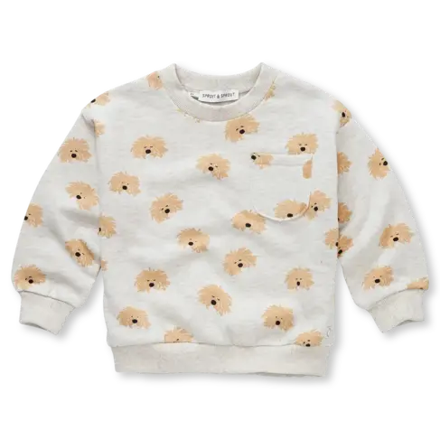 Sproet & Sprout Sweatshirt Moustache Dog Print