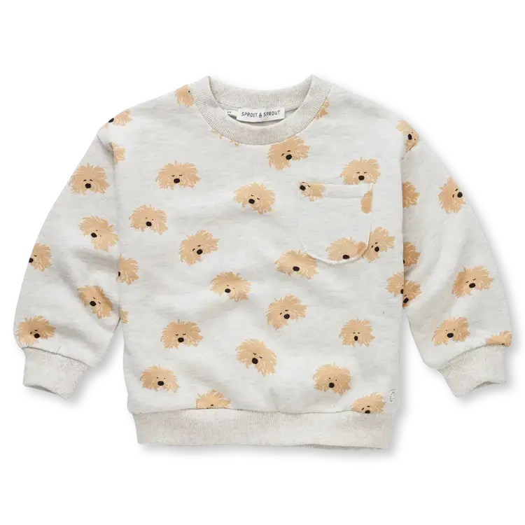 Sproet & Sprout Sweatshirt Mustache Dog Print