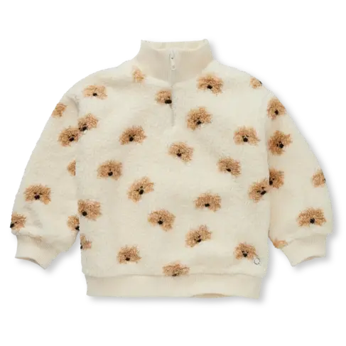 Sproet & Sprout Teddy Mock Zip Dog Print
