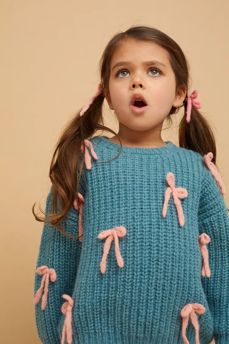 Sproet & Sprout Girls Sweater Bows Shady Green