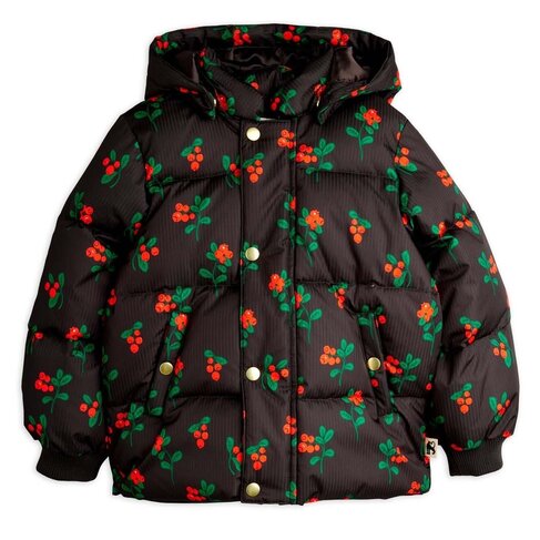 Mini Rodini Lingonberries aop hooded puffer