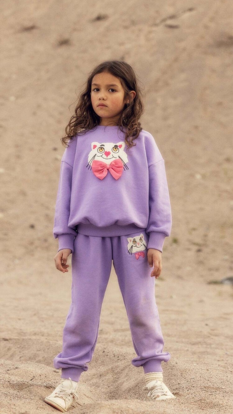 Mini Rodini Cat with bowtie chenille sweatshirt