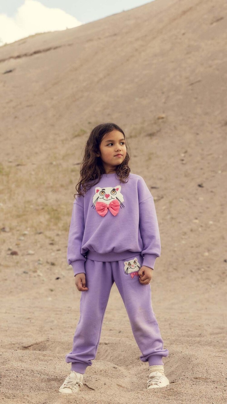 Mini Rodini Cat with bowtie chenille sweatshirt