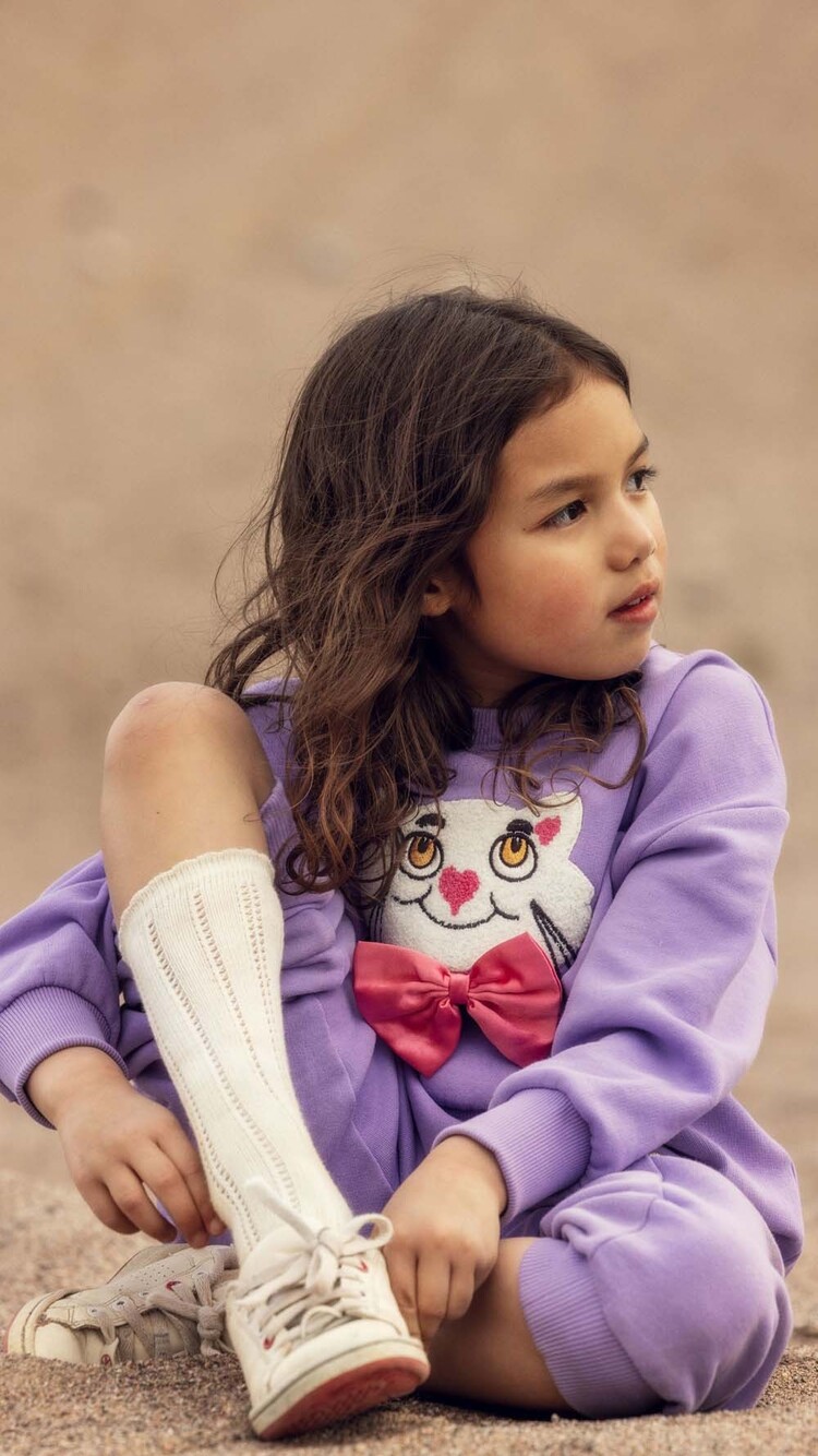 Mini Rodini Cat with bowtie chenille sweatshirt