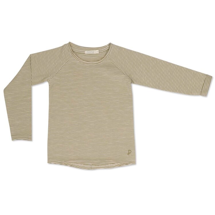 Phil & Phae Raglan tee l/s stripes - soft moss stripes