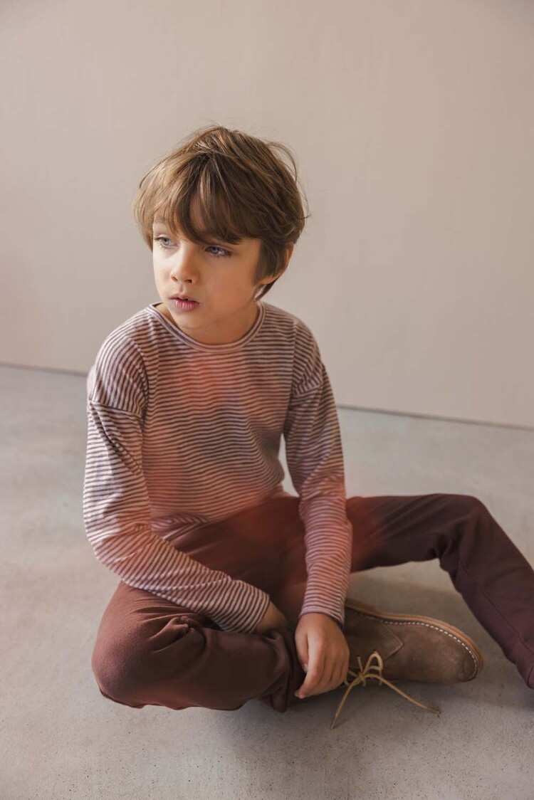 Phil & Phae Raglan tee l/s stripes - chocolate stripes