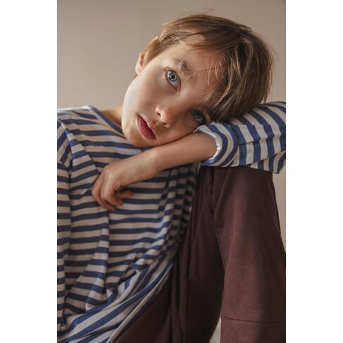 Phil & Phae Oversized tee l/s stripes - denim blue