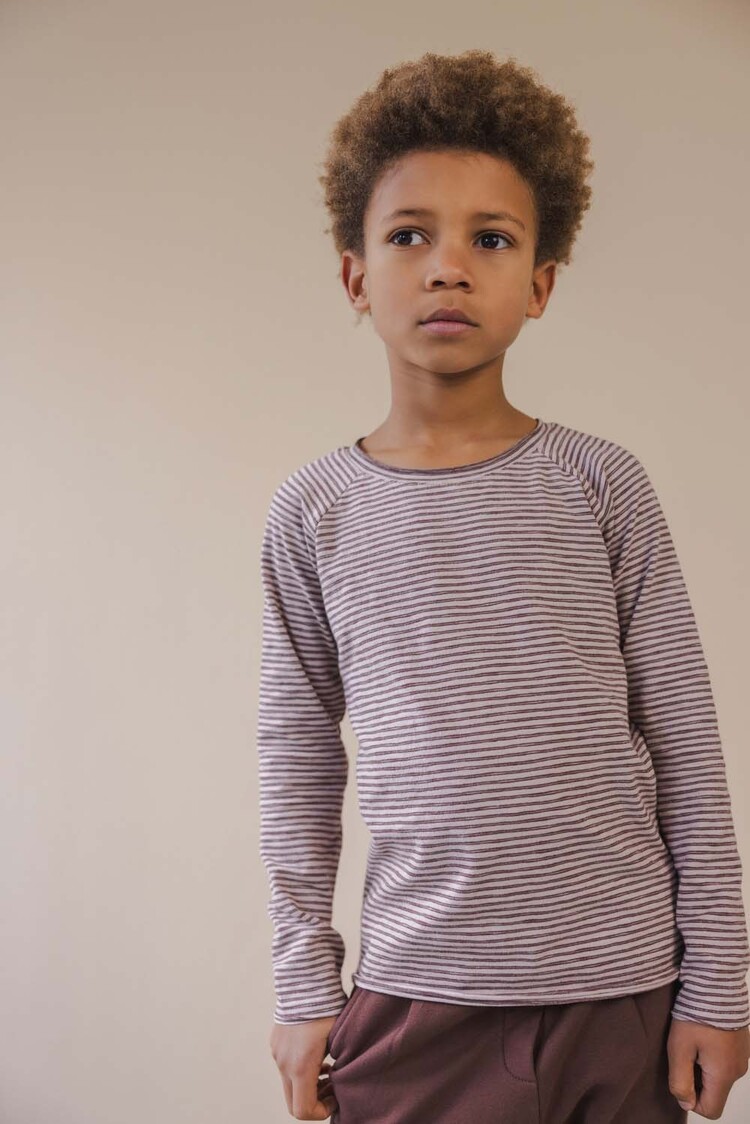Phil & Phae Raglan tee l/s stripes - chocolate stripes